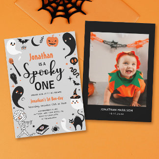 Spooky One Boy Halloween Foto 1. Geburtstag Einladung