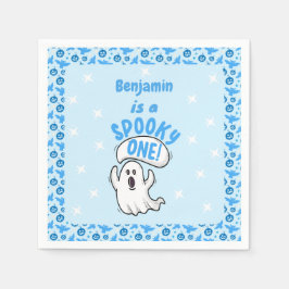 Spooky One Cute Funny Halloween Ghost 1st Birthday Serviette