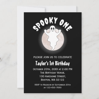 Spooky One Fun Halloween Ghost Erster 1. Geburtsta Einladung