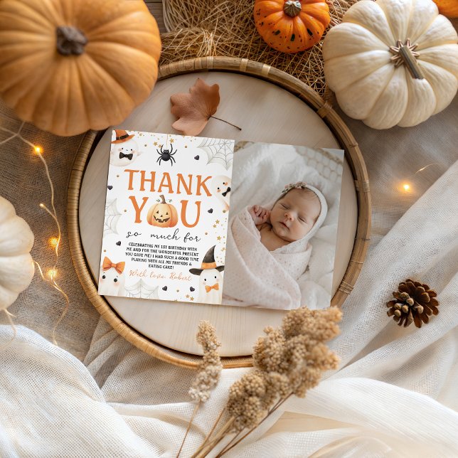 Spooky One Geburtstag Foto Danke Einladung (Von Creator hochgeladen)