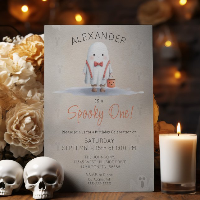 Spooky One Geburtstagsparty Einladung (Spooky One Boy's Halloween First Birthday Party Invitation)