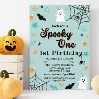 Spooky One Gender Neutral Halloween erster Geburts Einladung
