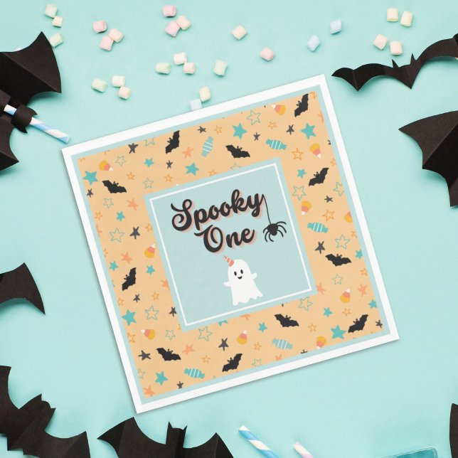 Spooky One Gender Neutral Halloween erster Geburts Serviette (Von Creator hochgeladen)