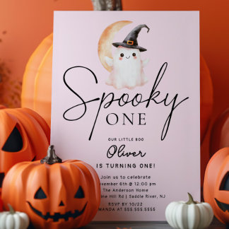 Spooky One Ghost Birthday Einladung