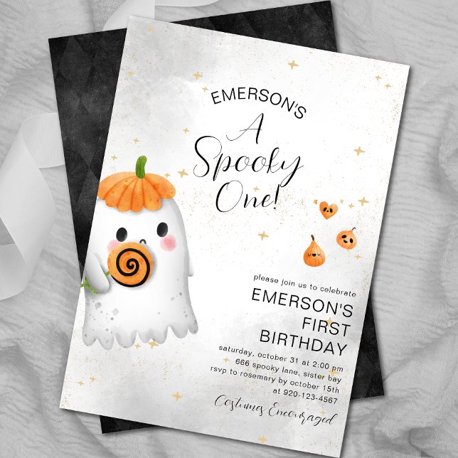 Spooky One Ghost First Birthday Party Einladung (Von Creator hochgeladen)