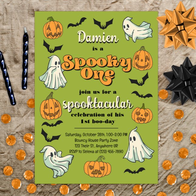 Spooky One Ghost Halloween ersten Geburtstag Einladung (Von Creator hochgeladen)