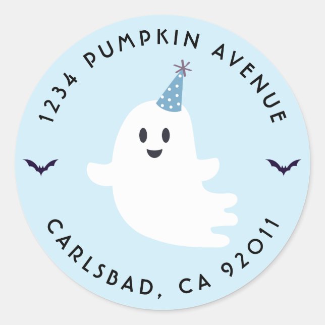 Spooky One Ghost Halloween Rücksendeadresse Runder Aufkleber (Vorderseite)