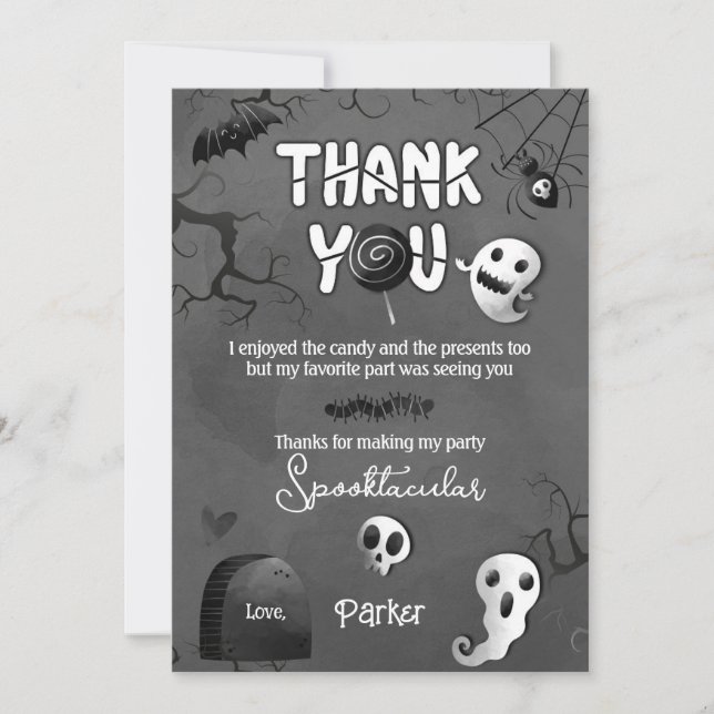 Spooky One Ghost Halloween Thank You Cards Einladung (Vorderseite)