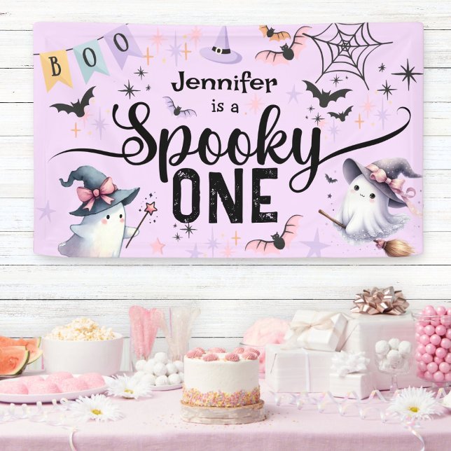 Spooky One Girl Niedlich Ghost Halloween 1. Geburt Banner (Von Creator hochgeladen)