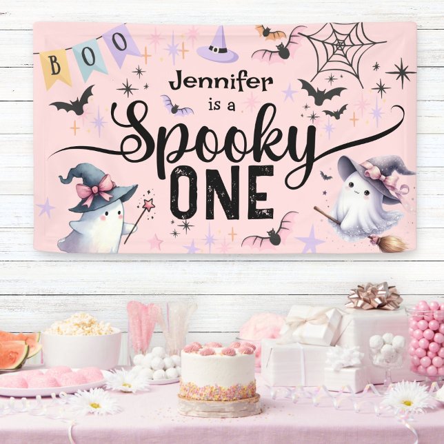 Spooky One Girl Niedlich Ghost Halloween 1. Geburt Banner (Von Creator hochgeladen)