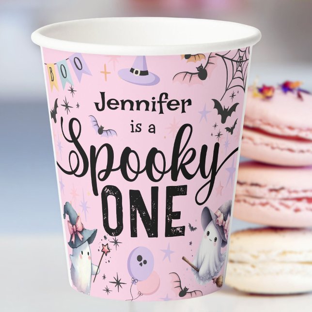 Spooky One Girl Niedlich Ghost Halloween 1. Geburt Pappbecher (Von Creator hochgeladen)