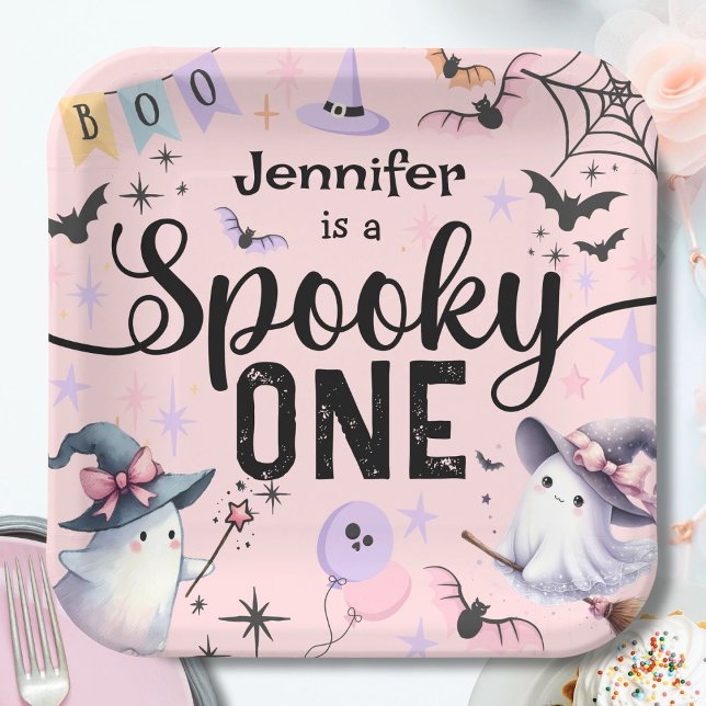 Spooky One Girl Niedlich Ghost Halloween 1. Geburt Pappteller (Von Creator hochgeladen)