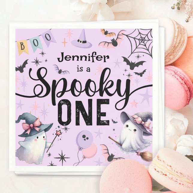 Spooky One Girl Niedlich Ghost Halloween 1. Geburt Serviette (Von Creator hochgeladen)