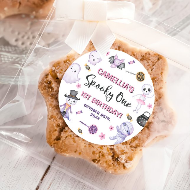 Spooky One Girls Halloween 1. Geburtstag Runder Aufkleber (Von Creator hochgeladen)