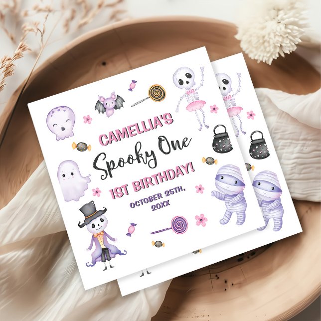 Spooky One Girls Halloween 1. Geburtstag Serviette (Von Creator hochgeladen)