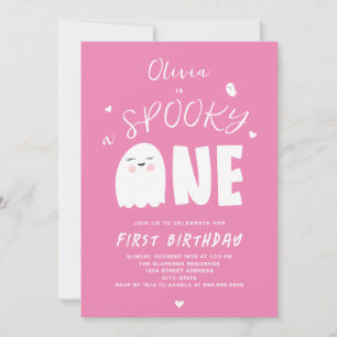 Spooky One Girls Pink Ghost Halloween 1. Geburtsta Einladung