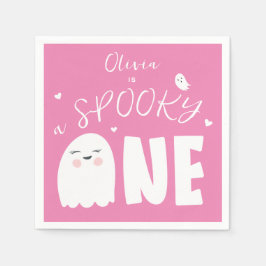 Spooky One Girls Pink Ghost Halloween 1. Geburtsta Serviette
