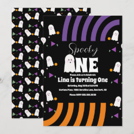 Spooky One Groovy Ghost Halloween Geburtstag Einladung