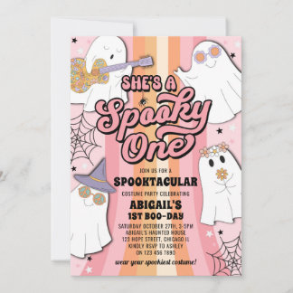 Spooky One Groovy Halloween 1. Geburtstag Party Einladung