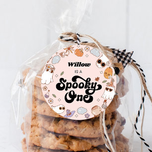 Spooky One Groovy Halloween 1. Geburtstag Runder Aufkleber