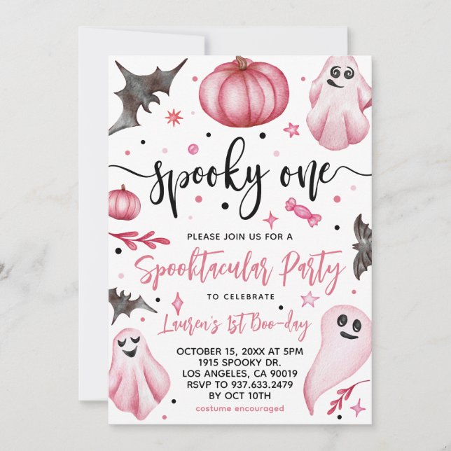 Spooky One Halloween 1. Geburtstag Einladung (Vorderseite)
