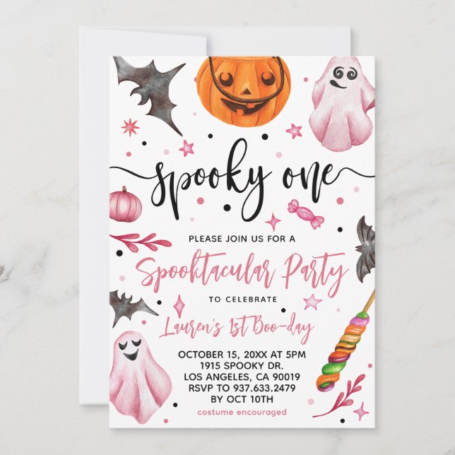 Spooky One Halloween 1. Geburtstag Einladung (Vorderseite)