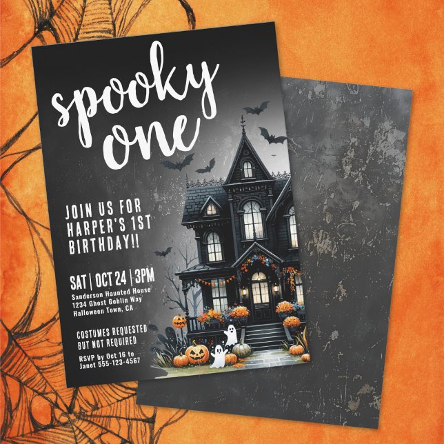 Spooky One Halloween 1. Geburtstag Einladung (Spooky One Halloween 1st Birthday Invitation)