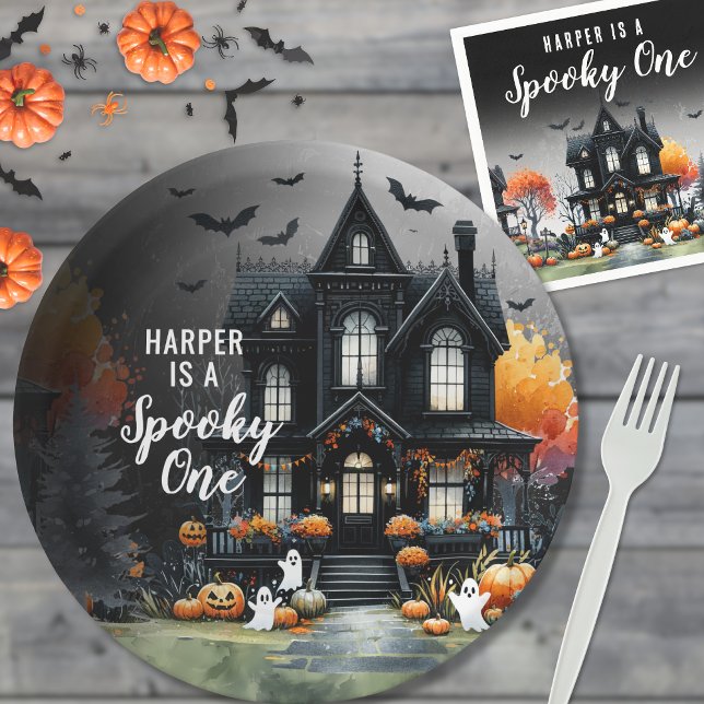 Spooky One Halloween 1. Geburtstag Party Pappteller (Spooky One Halloween 1st Birthday Party Paper Plates )