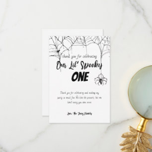 Spooky One Halloween 1. Geburtstag Spooky B+W Dankeskarte