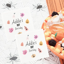 Spooky One | Halloween BDay Napkins | Pink Pumpkin Serviette