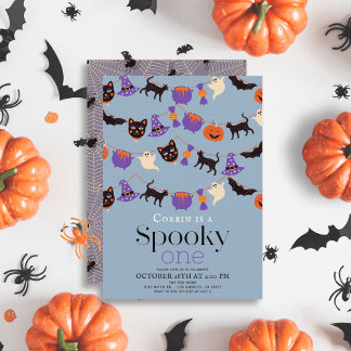 Spooky One Halloween Blue 1. Geburtstag Einladung
