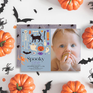 Spooky One Halloween Blue 1. Geburtstag Foto Einladung