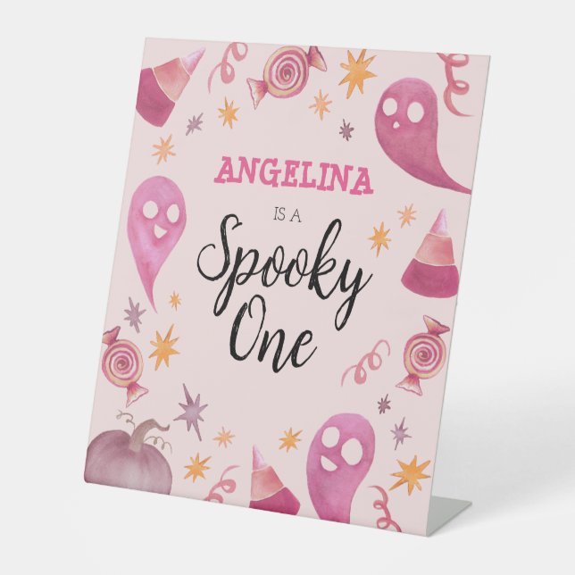 Spooky One Halloween Erste Geburtstagsparty Sockelschild (Vorderseite)