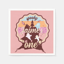 Spooky One Halloween Erstes Geburtstagsgeister-Par Serviette