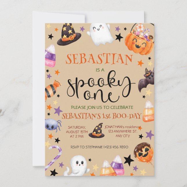 Spooky One Halloween Geburtstag Einladung (Vorderseite)