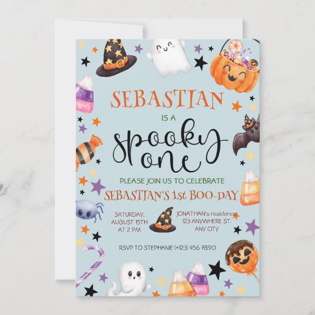Spooky One Halloween Geburtstag Einladung (Vorderseite)