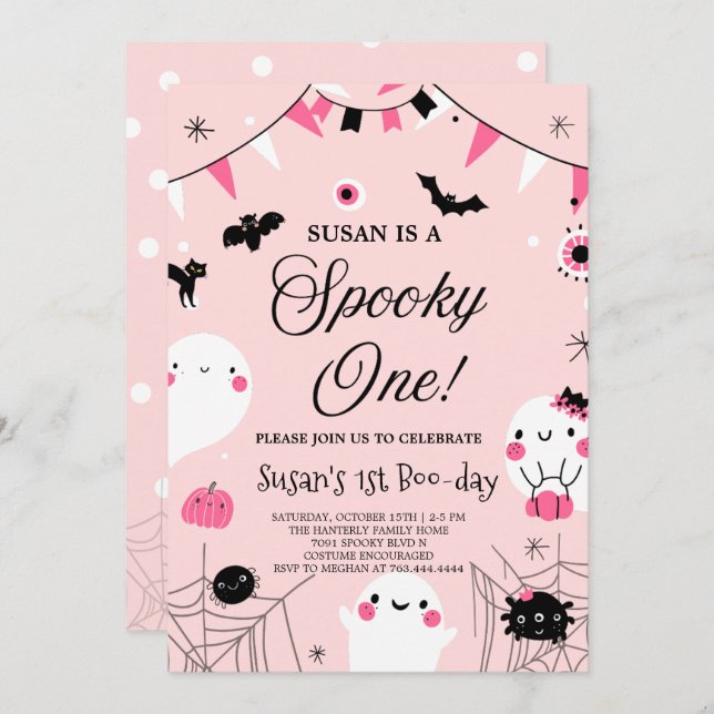 Spooky One Halloween Geburtstag Einladung (Vorne/Hinten)