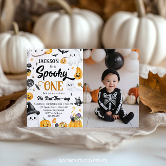 Spooky One Halloween Ghost Geburtstags-Foto Einladung