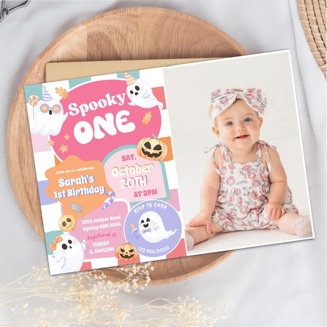 Spooky One Halloween Groovy 1. Geburtstag Party Einladung (Von Creator hochgeladen)