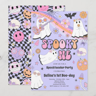 Spooky One Halloween Groovy Ghost 1. Geburtstag Einladung