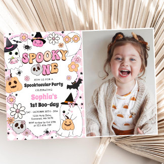 Spooky One Halloween Groovy Ghost 1. Geburtstag Einladung