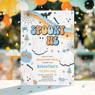 Spooky One Halloween Groovy Ghost 1. Geburtstag Einladung