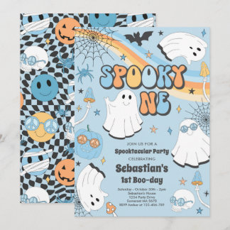 Spooky One Halloween Groovy Ghost 1. Geburtstag In Einladung
