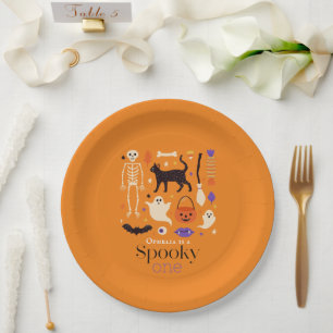 Spooky One Halloween Motifs Orange 1. Geburtstag Pappteller