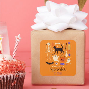 Spooky One Halloween Motifs Orange 1. Geburtstag Quadratischer Aufkleber