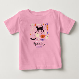 Spooky One Halloween Motifs Rosa 1. Geburtstag Baby T-shirt