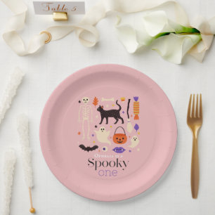 Spooky One Halloween Motifs Rosa 1. Geburtstag Pappteller