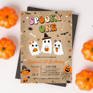 Spooky One Halloween Niedlich Ghost 1. Geburtstag Einladung