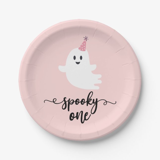 Spooky One Halloween Niedlich Ghost 1. Geburtstag Pappteller (Vorderseite)