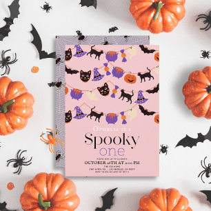 Spooky One Halloween Pink 1. Geburtstag Einladung
